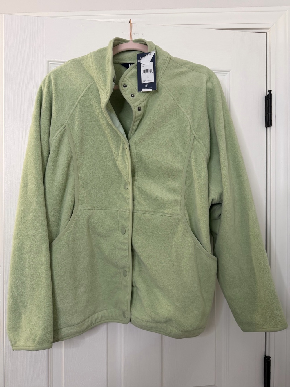 Lands' End Light Sage Green Fleece Utility Jacket